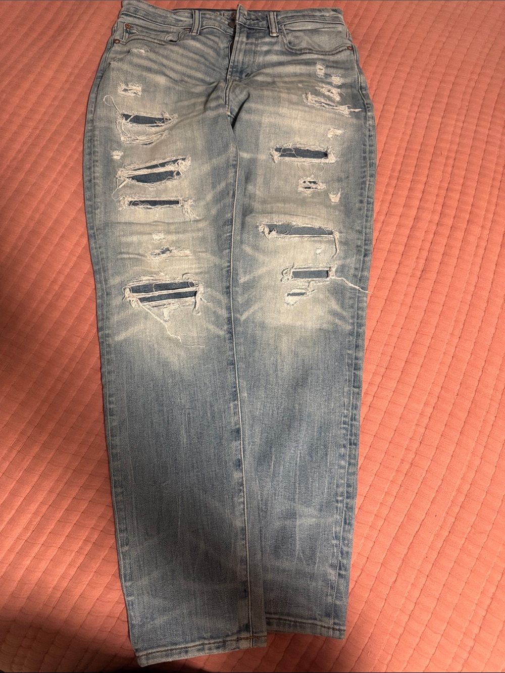 American Eagle Outfitters Light Blue Distressed Straight Jeans